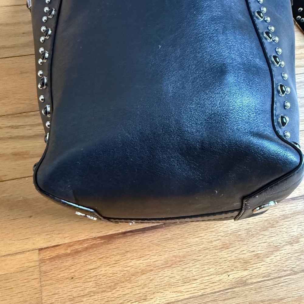 Black Leather Crossbody Bag with Stud Details - Picture 5 of 5